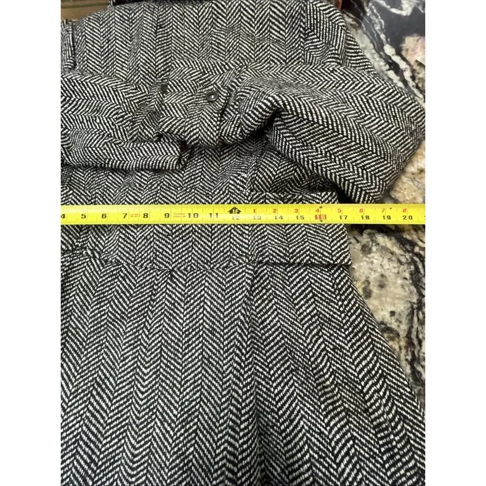 Y2K Wet Seal Herringbone Wool Blend Pea Coat Jacket Black White Herringbone‎ XL